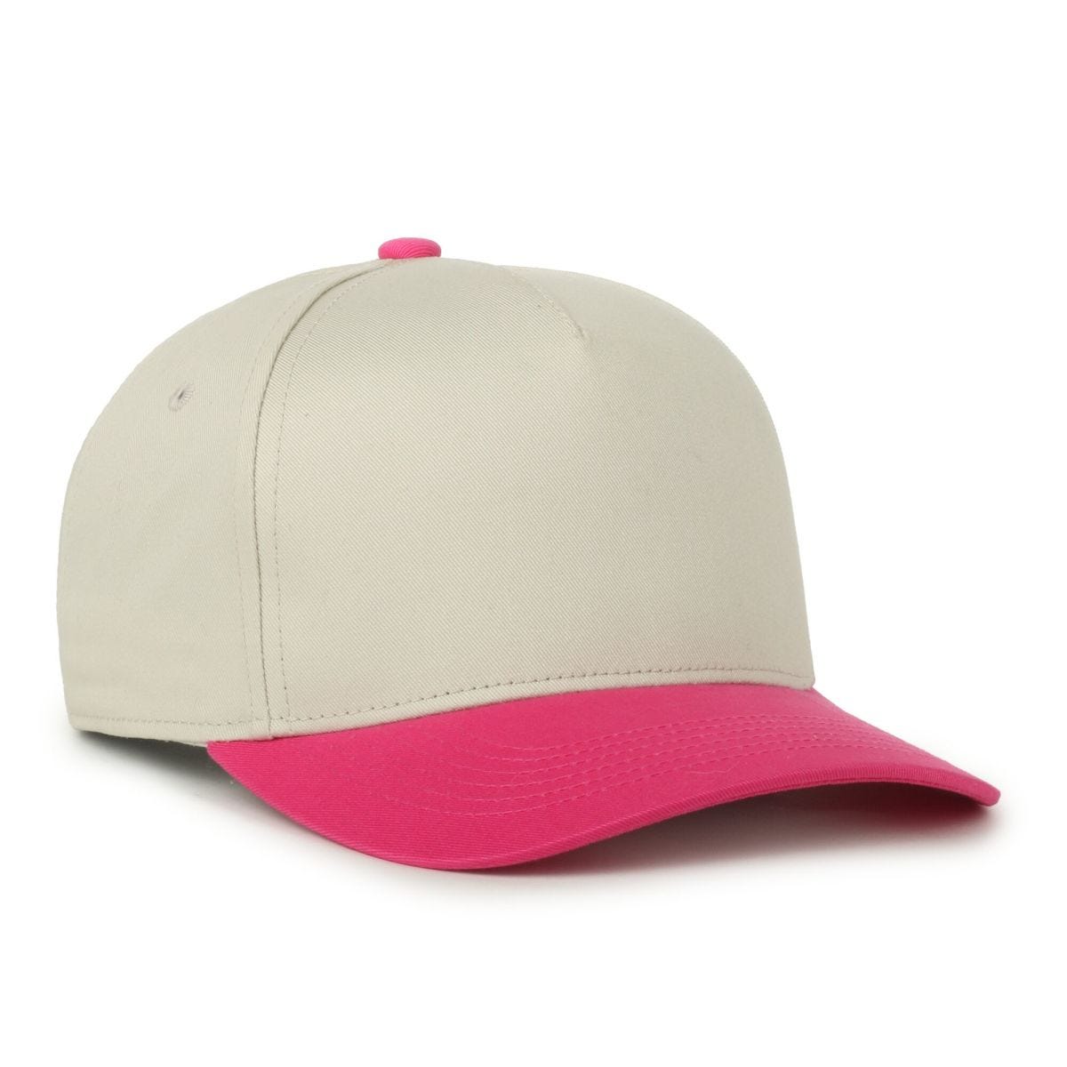 OC Sports OC560 Two-Tone 5-Panel Cap - Ivory Fuschia