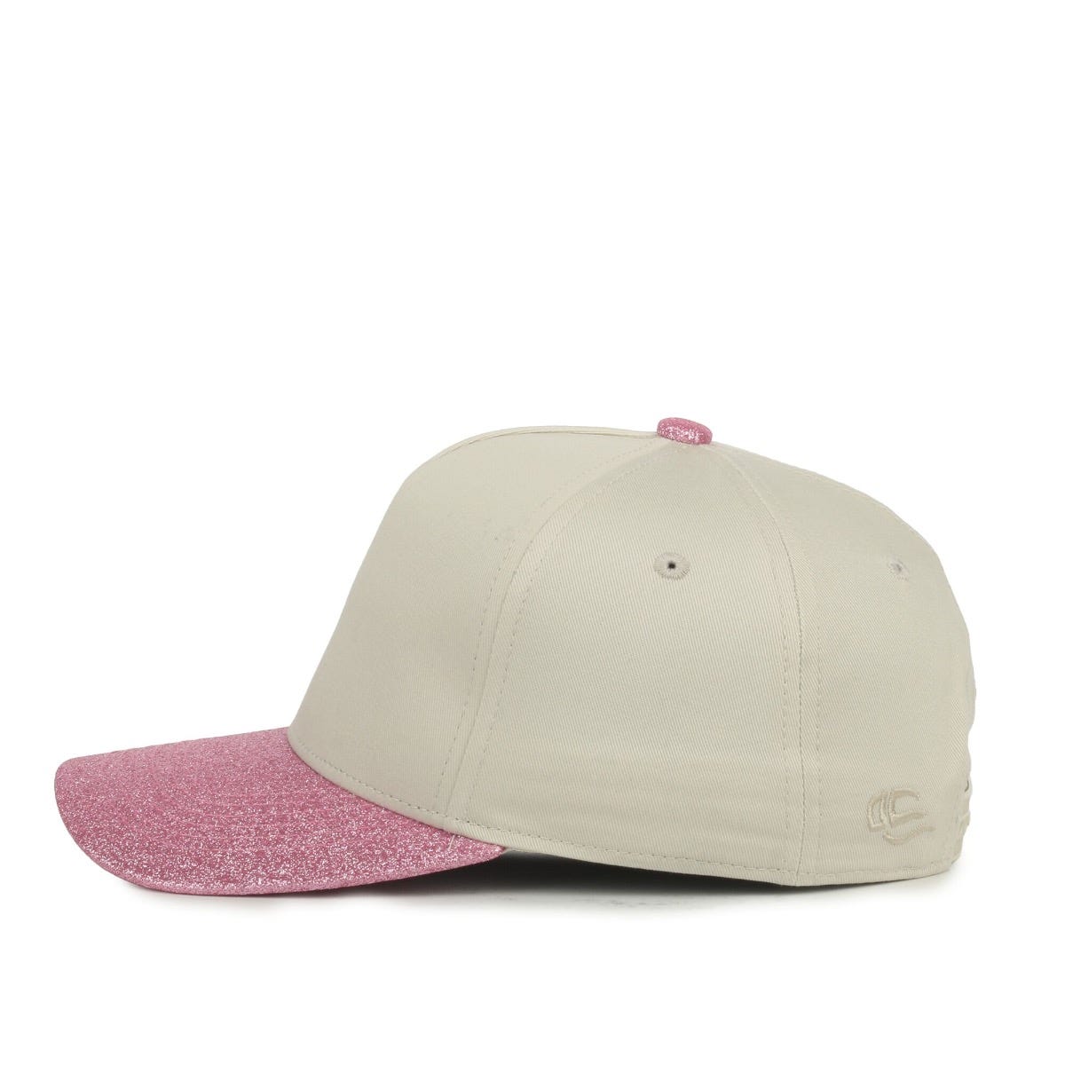 OC Sports OC560GLTR Two-Tone 5-Panel Glitter Cap - Ivory Hibiscus