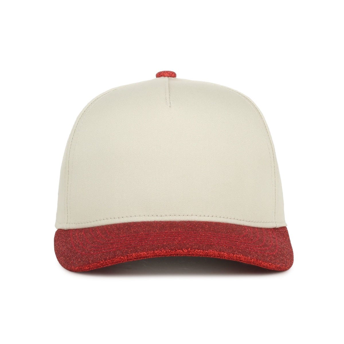 OC Sports OC560GLTR Two-Tone 5-Panel Glitter Cap - Ivory Ruby