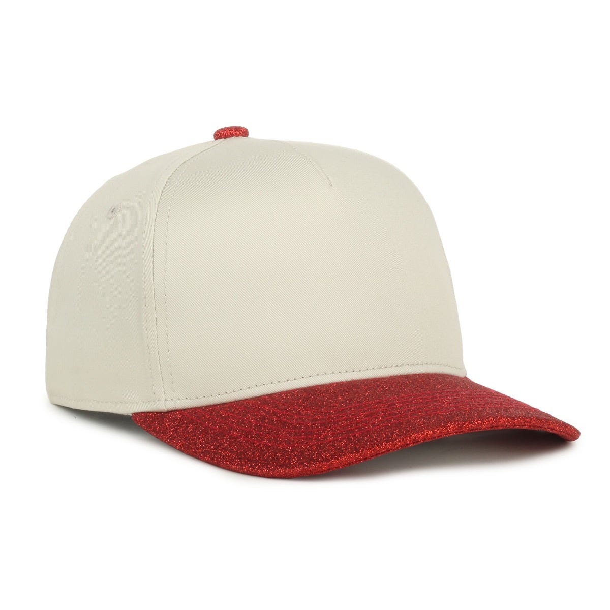 OC Sports OC560GLTR Two-Tone 5-Panel Glitter Cap - Ivory Ruby