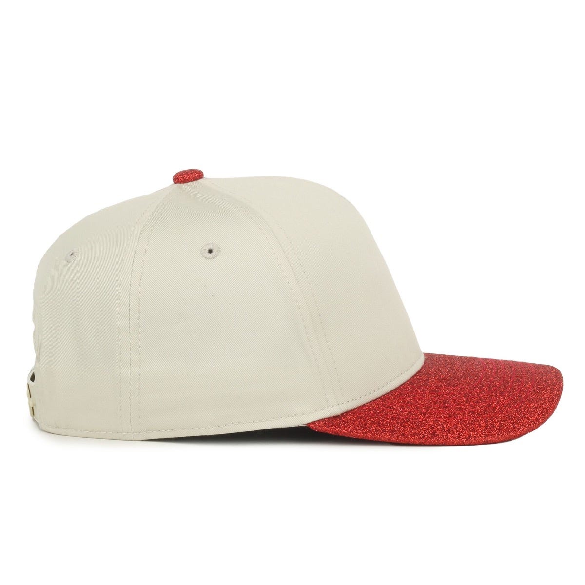 OC Sports OC560GLTR Two-Tone 5-Panel Glitter Cap - Ivory Ruby