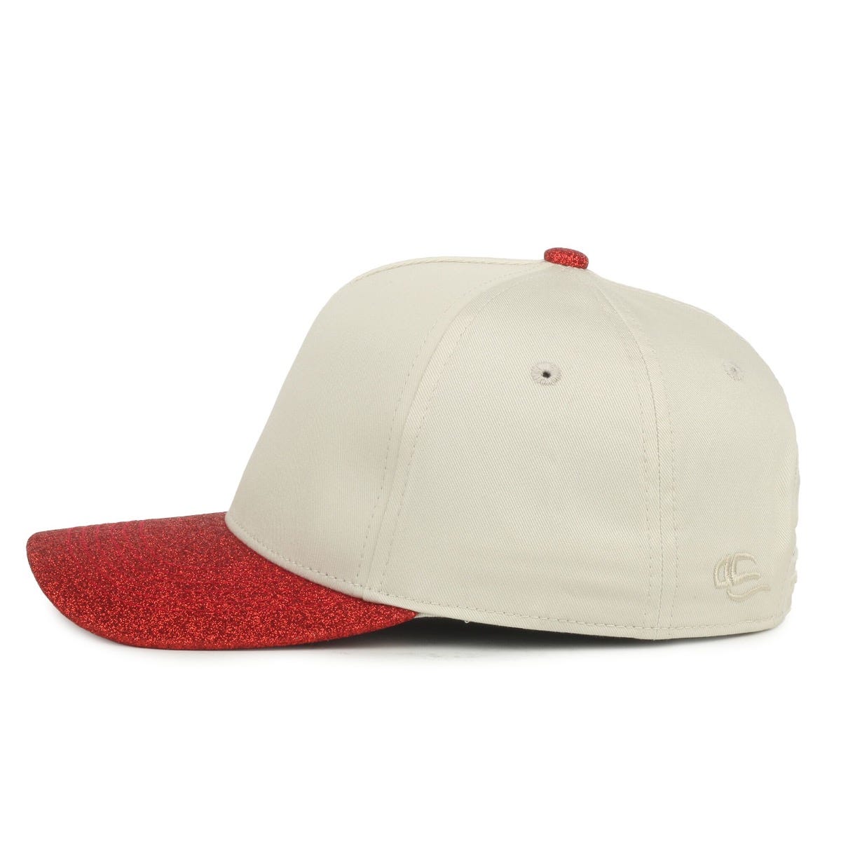 OC Sports OC560GLTR Two-Tone 5-Panel Glitter Cap - Ivory Ruby