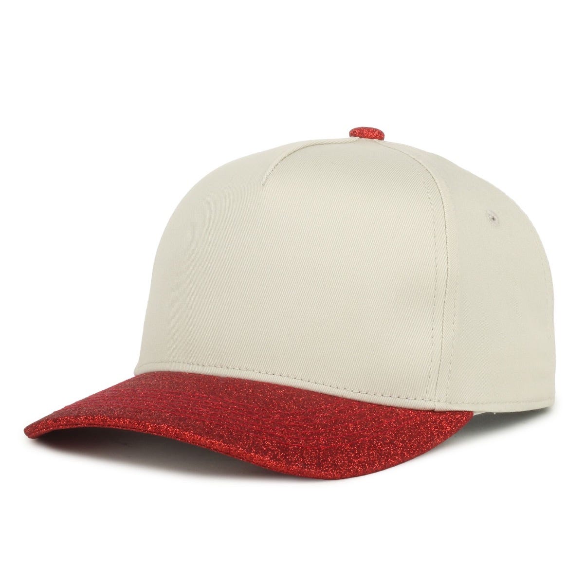 OC Sports OC560GLTR Two-Tone 5-Panel Glitter Cap - Ivory Ruby