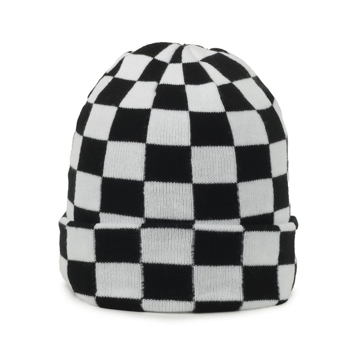 OC Sports OC810 Acrylic Cuffed Knit Beanie - Black White