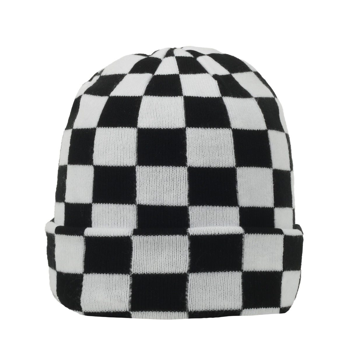 OC Sports OC810 Acrylic Cuffed Knit Beanie - Black White