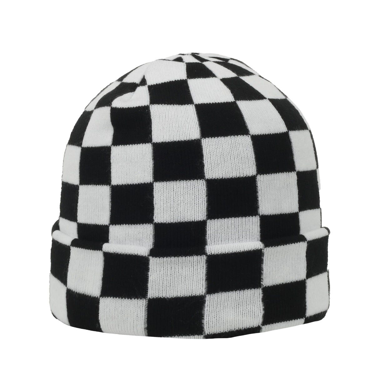 OC Sports OC810 Acrylic Cuffed Knit Beanie - Black White