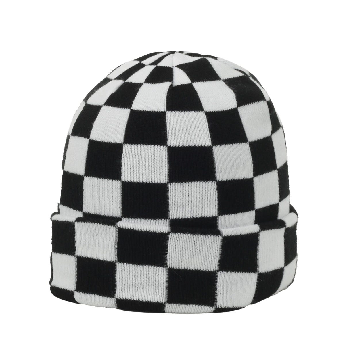 OC Sports OC810 Acrylic Cuffed Knit Beanie - Black White