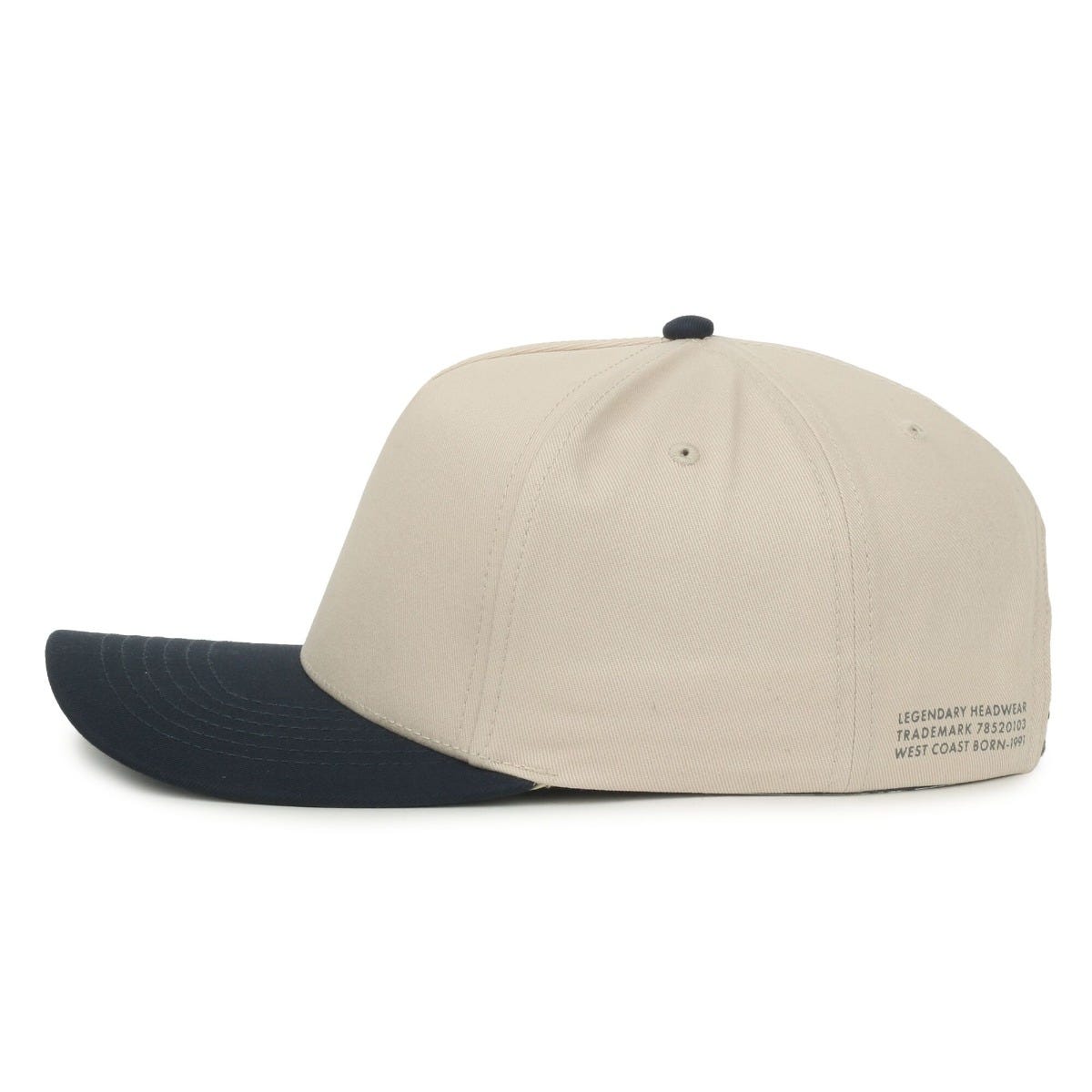 Legendary Headwear PALMETTO Cotton Twill Structured Snapback Cap - Stone/Navy