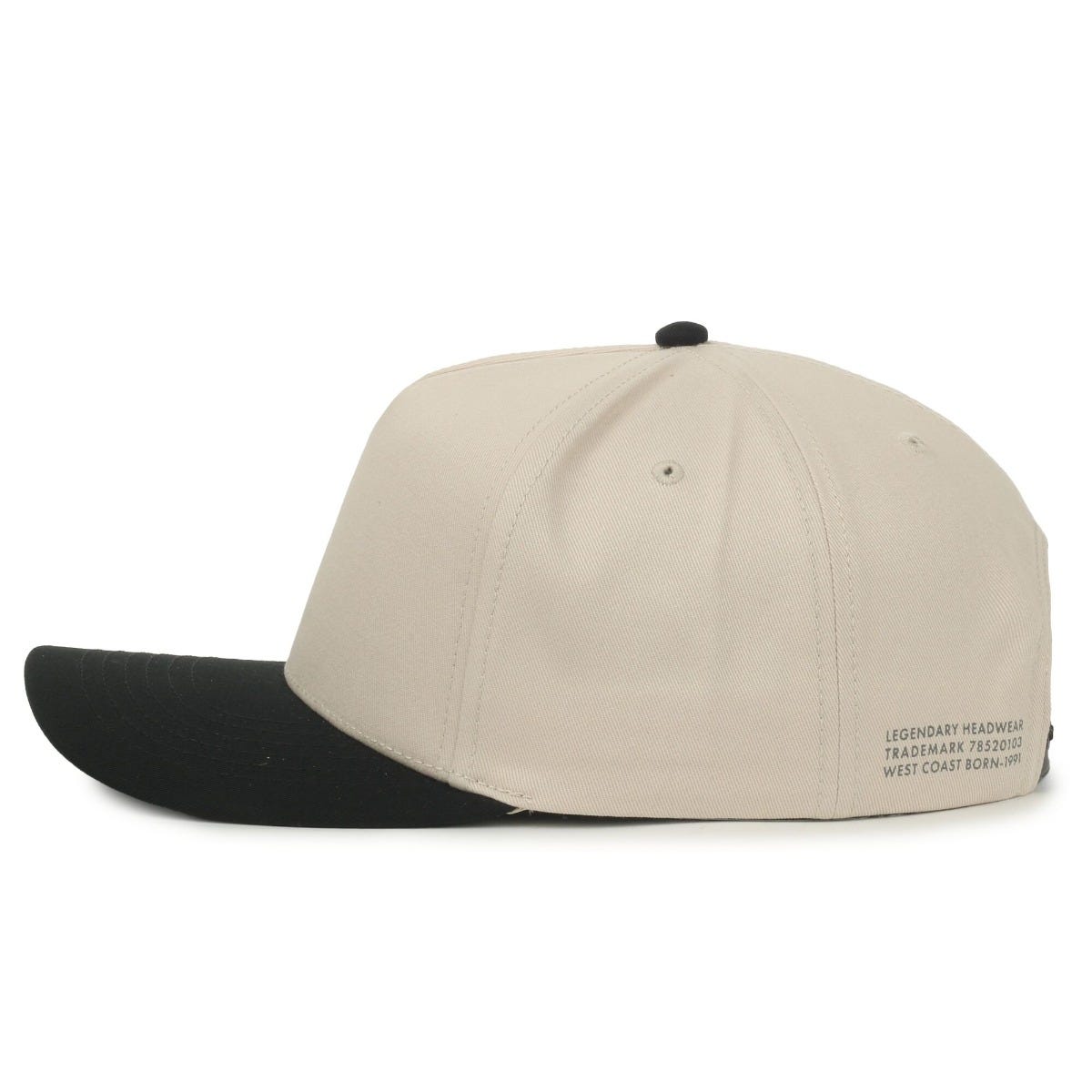 Legendary Headwear PALMETTO Cotton Twill Structured Snapback Cap - Stone/Black