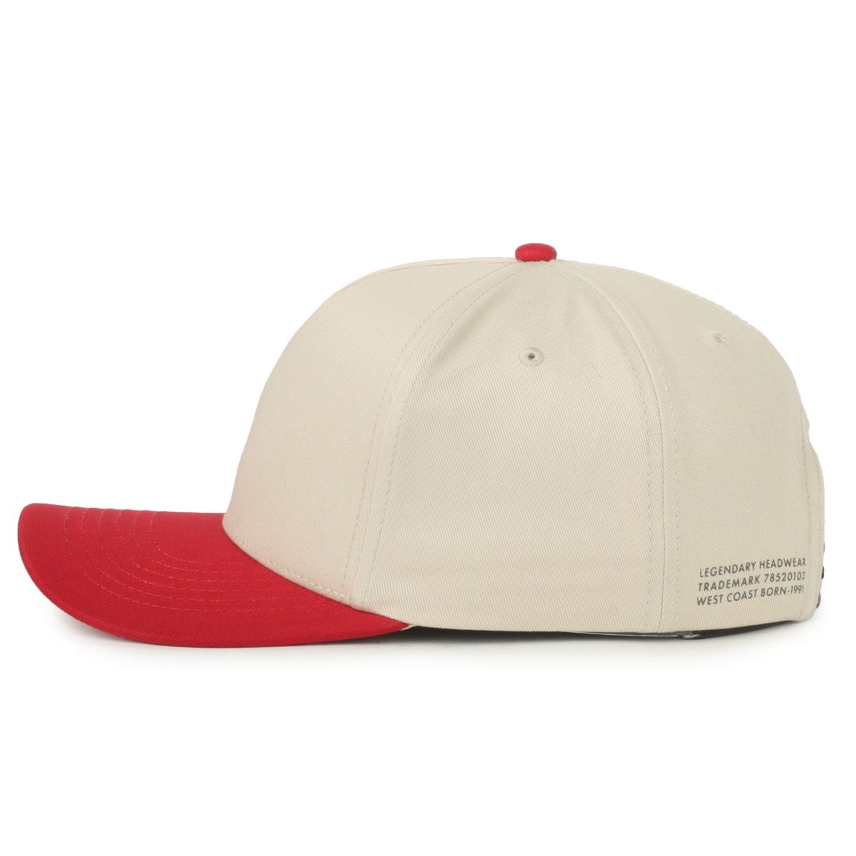 Legendary Headwear PALMETTO Cotton Twill Structured Snapback Cap - Stone/Scarlet Red
