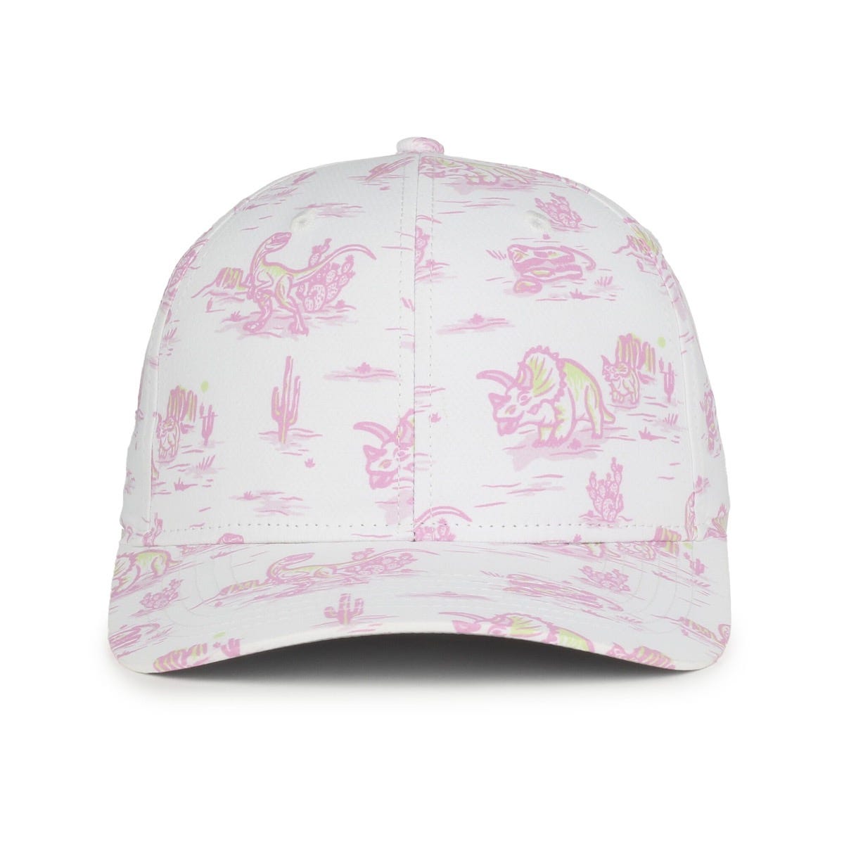 Legendary Headwear QUIVER Sublimated Print Structured Snapback Cap - Dinosaur/White and Pink
