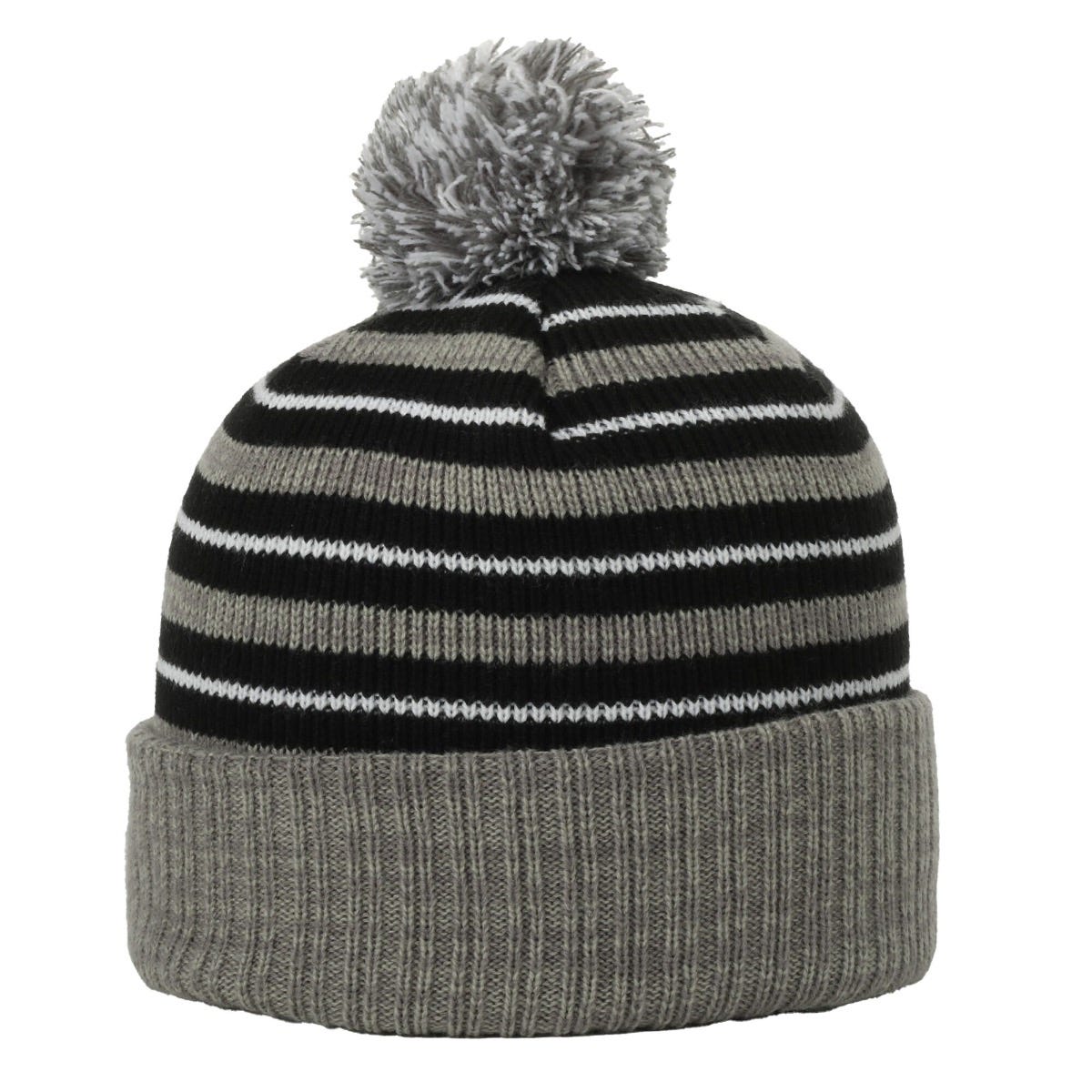 OC Sports RP-100 Removable Pom Watch Cap - Black Grey White
