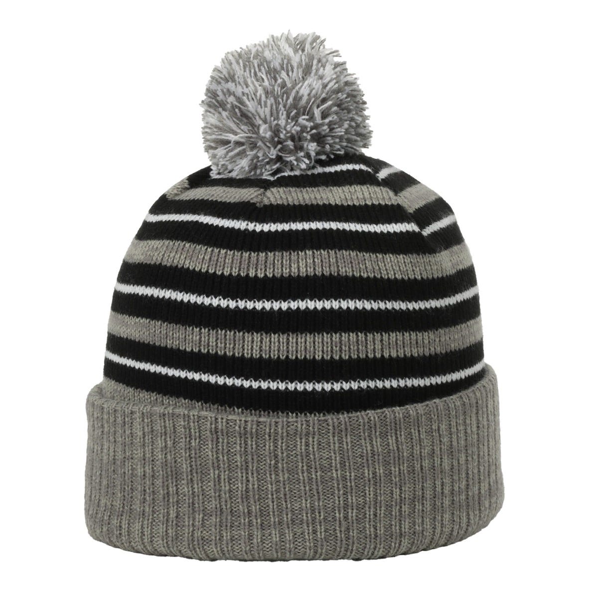 OC Sports RP-100 Removable Pom Watch Cap - Black Grey White