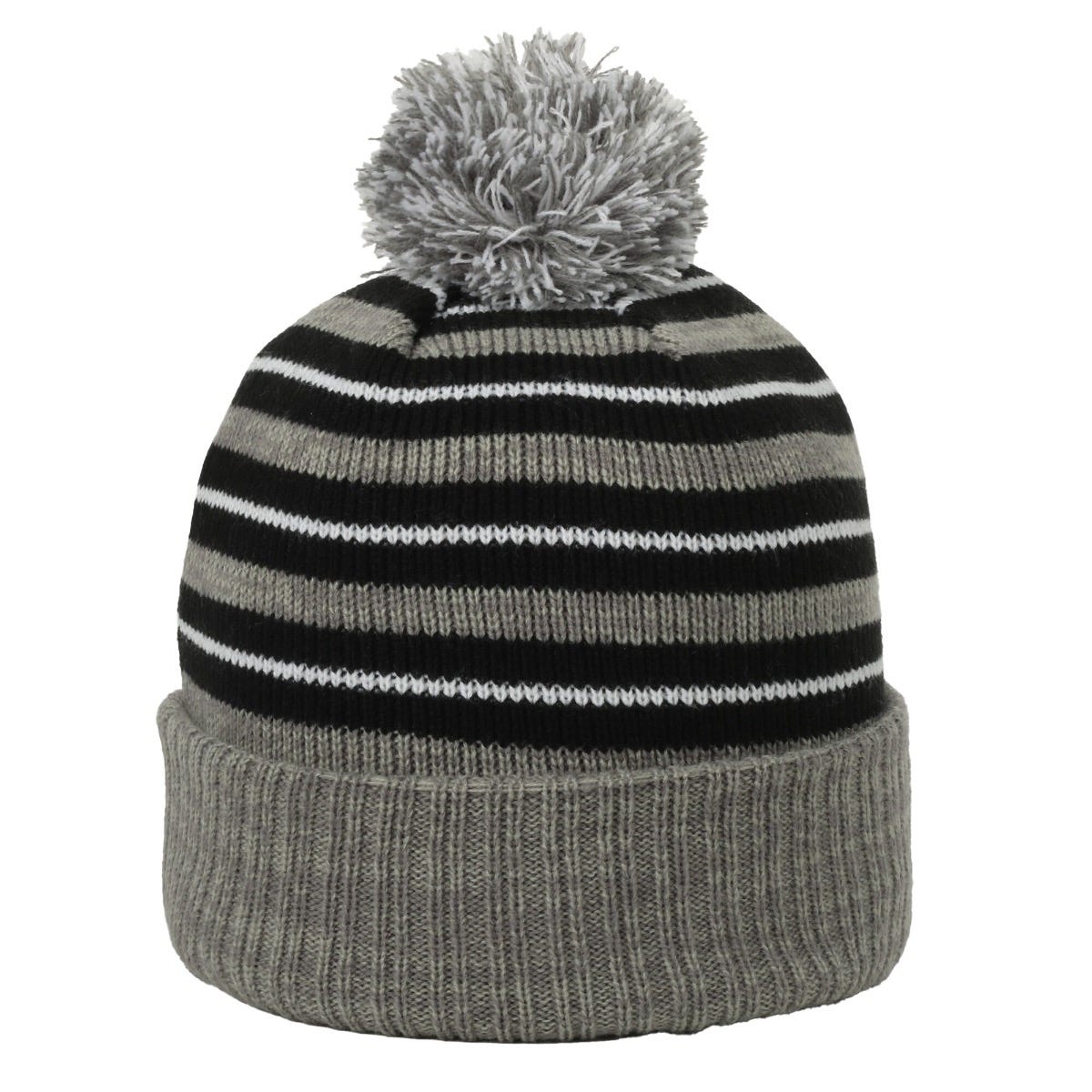 OC Sports RP-100 Removable Pom Watch Cap - Black Grey White