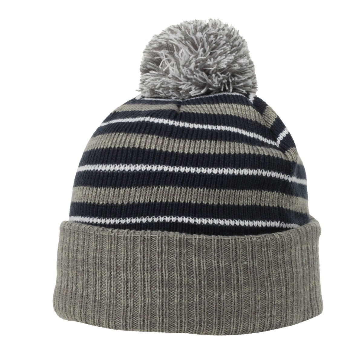 OC Sports RP-100 Removable Pom Watch Cap - Navy Grey White
