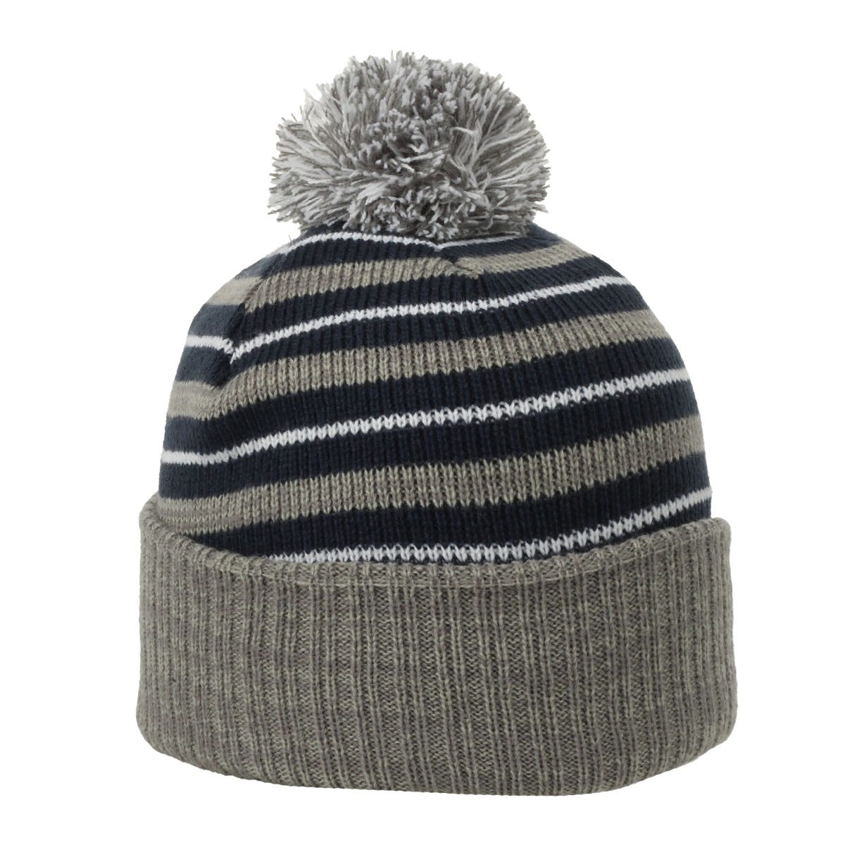 OC Sports RP-100 Removable Pom Watch Cap - Navy Grey White