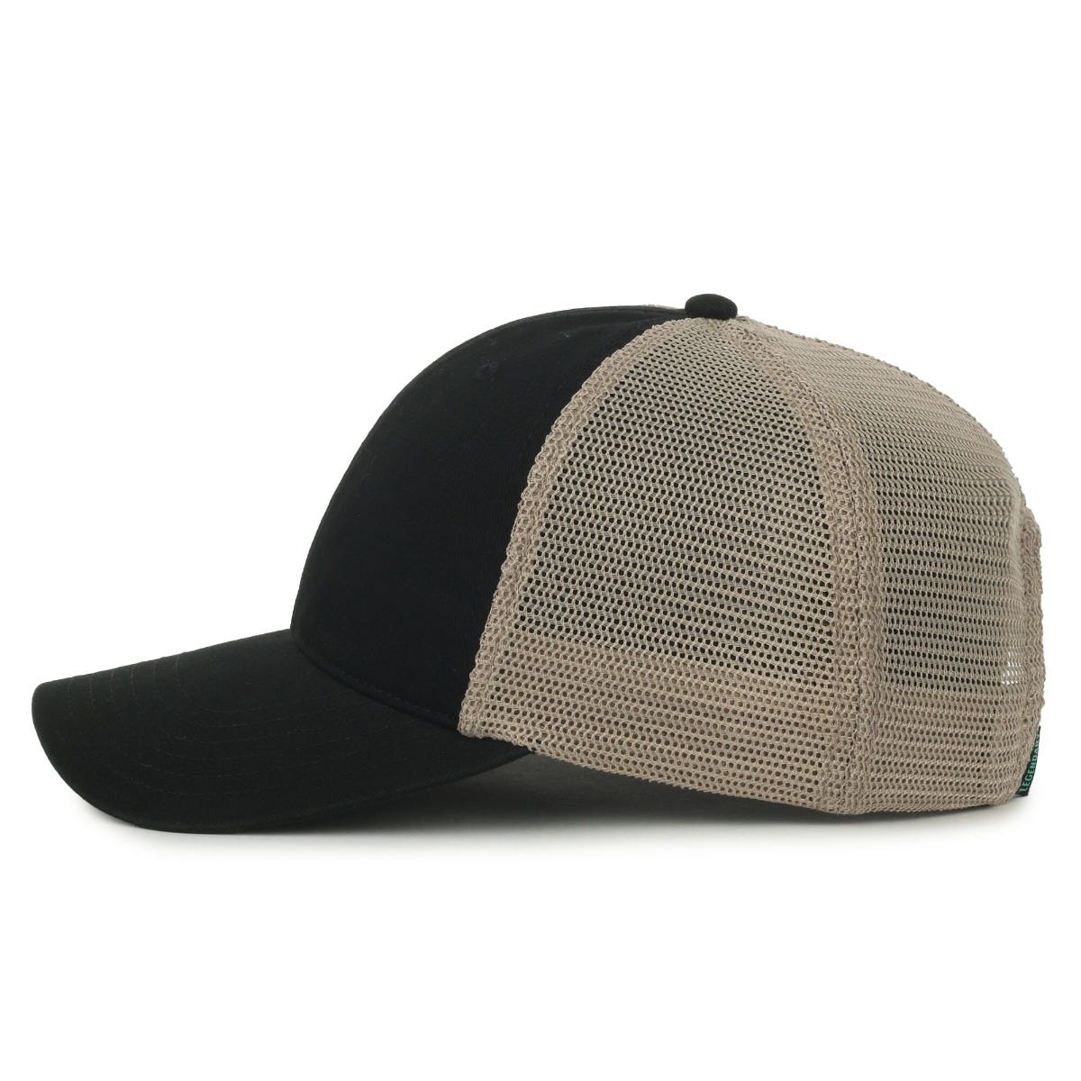 Legendary Headwear SANDBAR Washed Cotton Twill Mesh Back Trucker Cap - Black/Tea Stain
