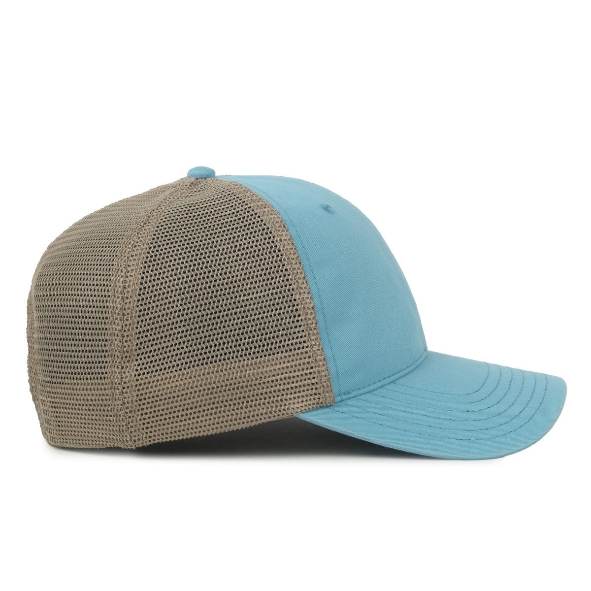 Legendary Headwear SANDBAR Washed Cotton Twill Mesh Back Trucker Cap - Columbia Blue/Tea Stain