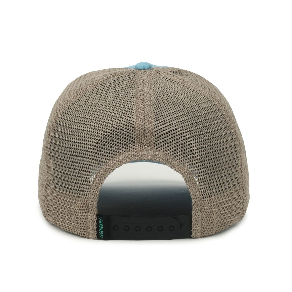 Legendary Headwear SANDBAR Washed Cotton Twill Mesh Back Trucker Cap - Columbia Blue/Tea Stain