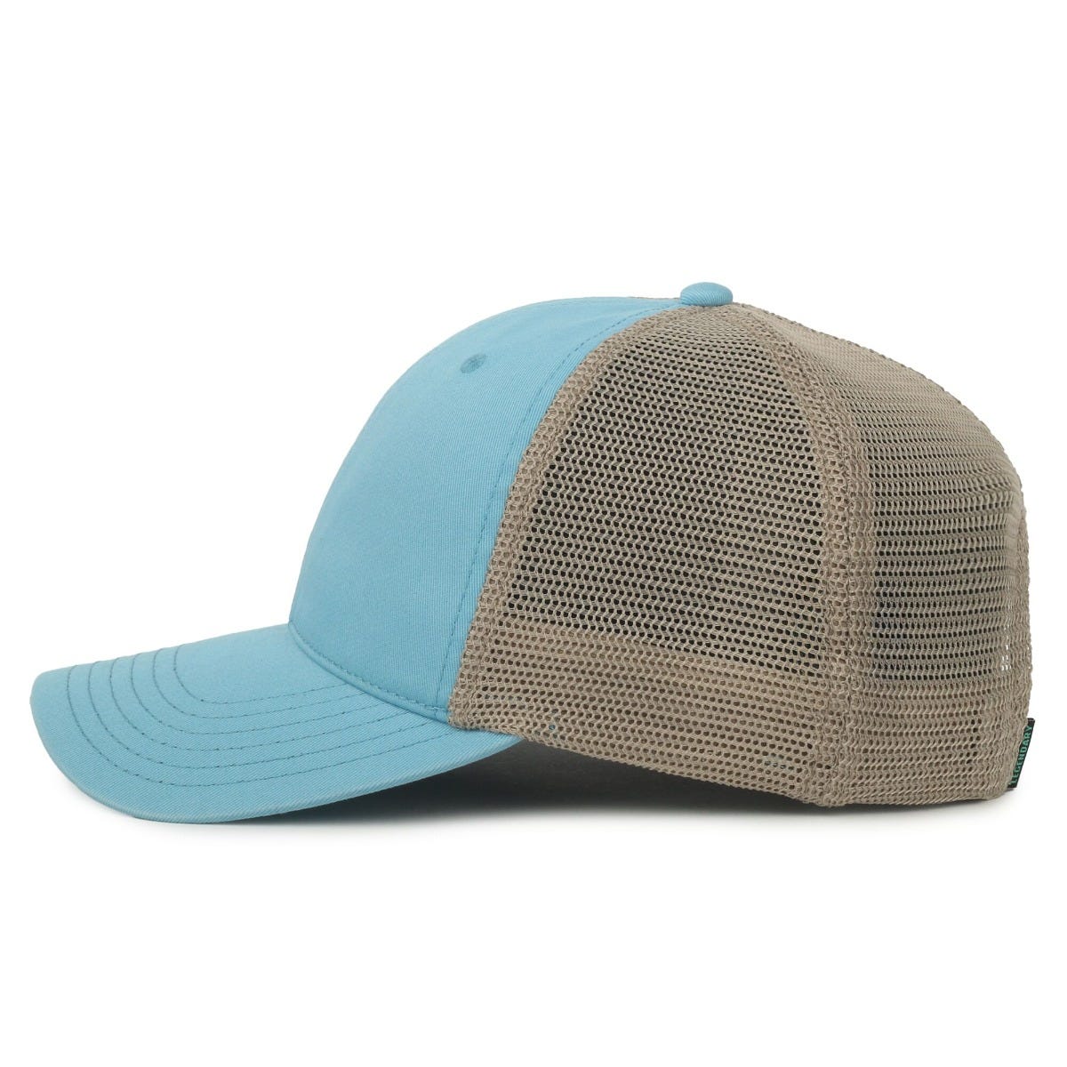 Legendary Headwear SANDBAR Washed Cotton Twill Mesh Back Trucker Cap - Columbia Blue/Tea Stain