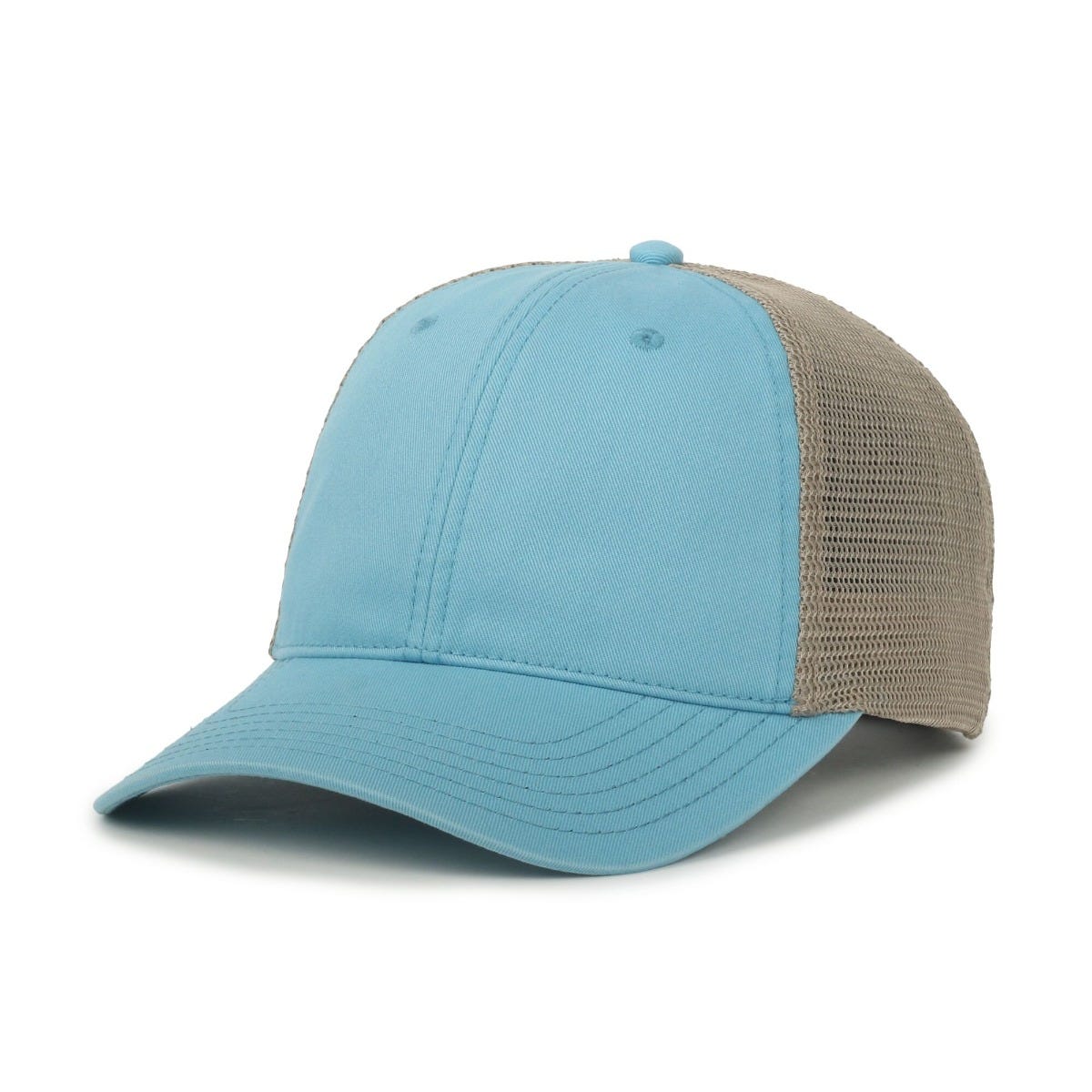 Legendary Headwear SANDBAR Washed Cotton Twill Mesh Back Trucker Cap - Columbia Blue/Tea Stain