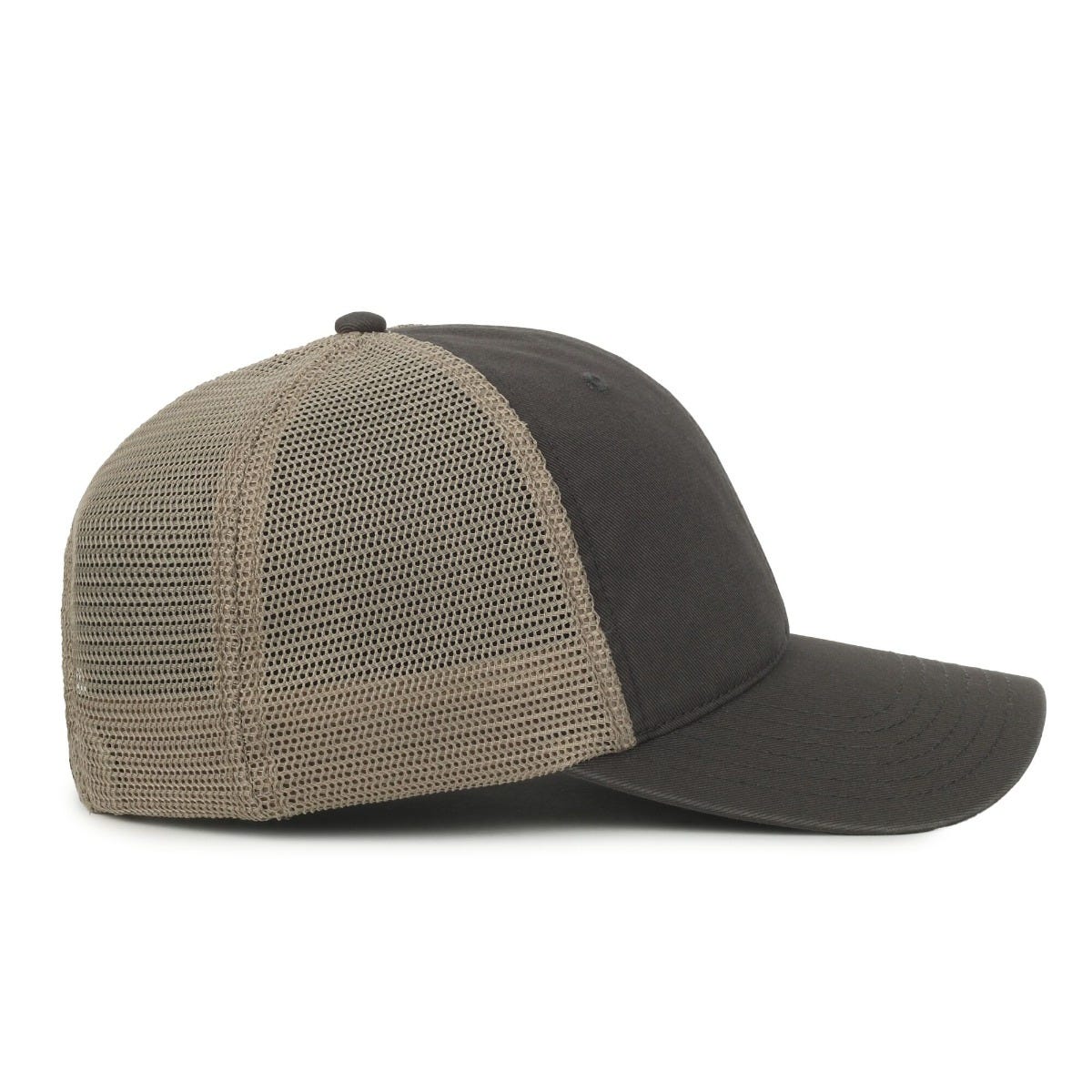 Legendary Headwear SANDBAR Washed Cotton Twill Mesh Back Trucker Cap - Dark Grey/Tea Stain