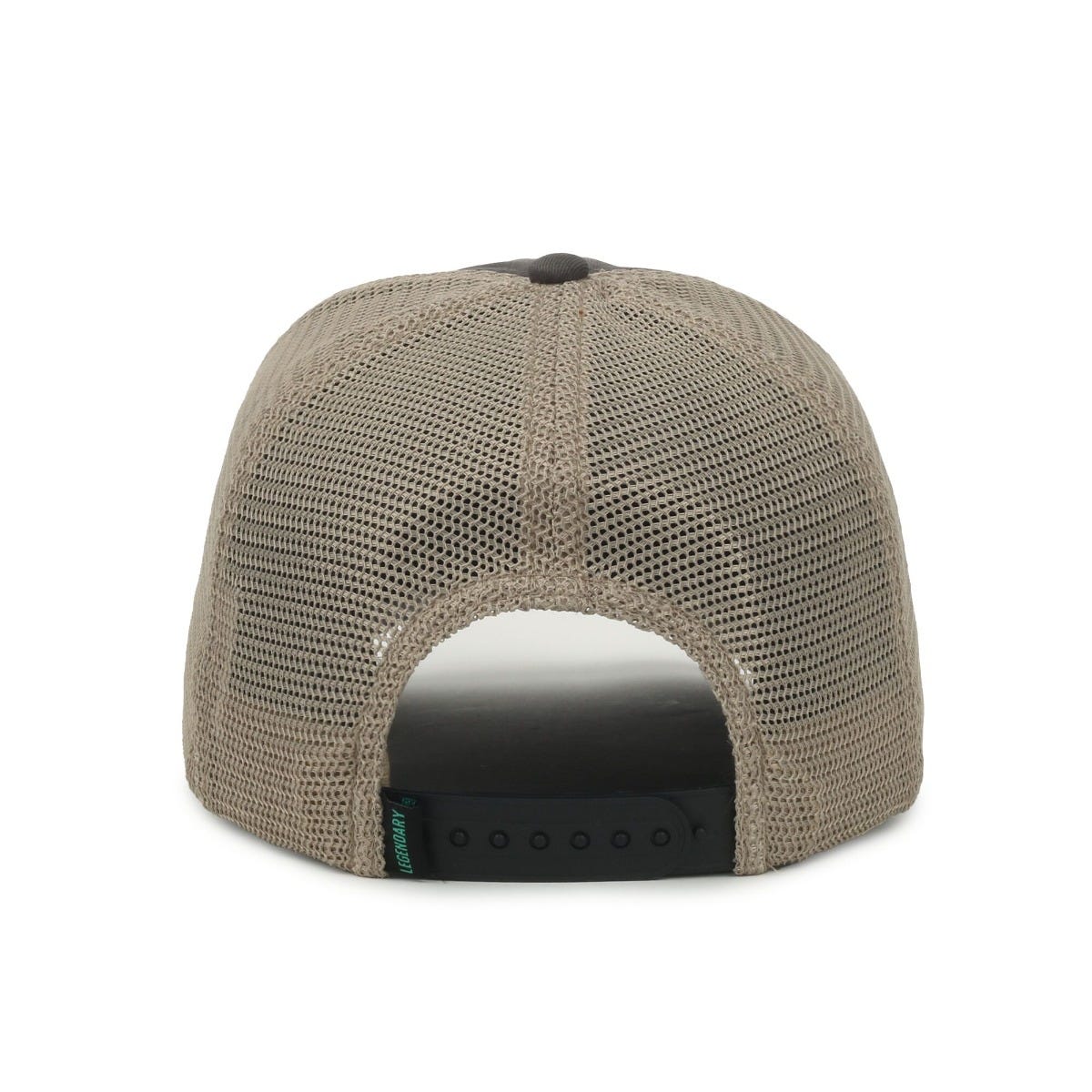 Legendary Headwear SANDBAR Washed Cotton Twill Mesh Back Trucker Cap - Dark Grey/Tea Stain