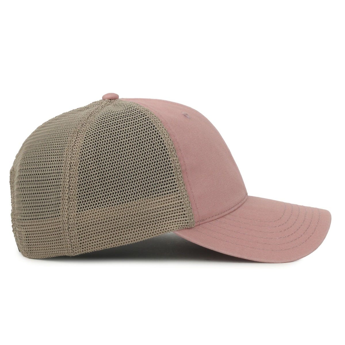 Legendary Headwear SANDBAR Washed Cotton Twill Mesh Back Trucker Cap - Dusty Rose/Tea Stain