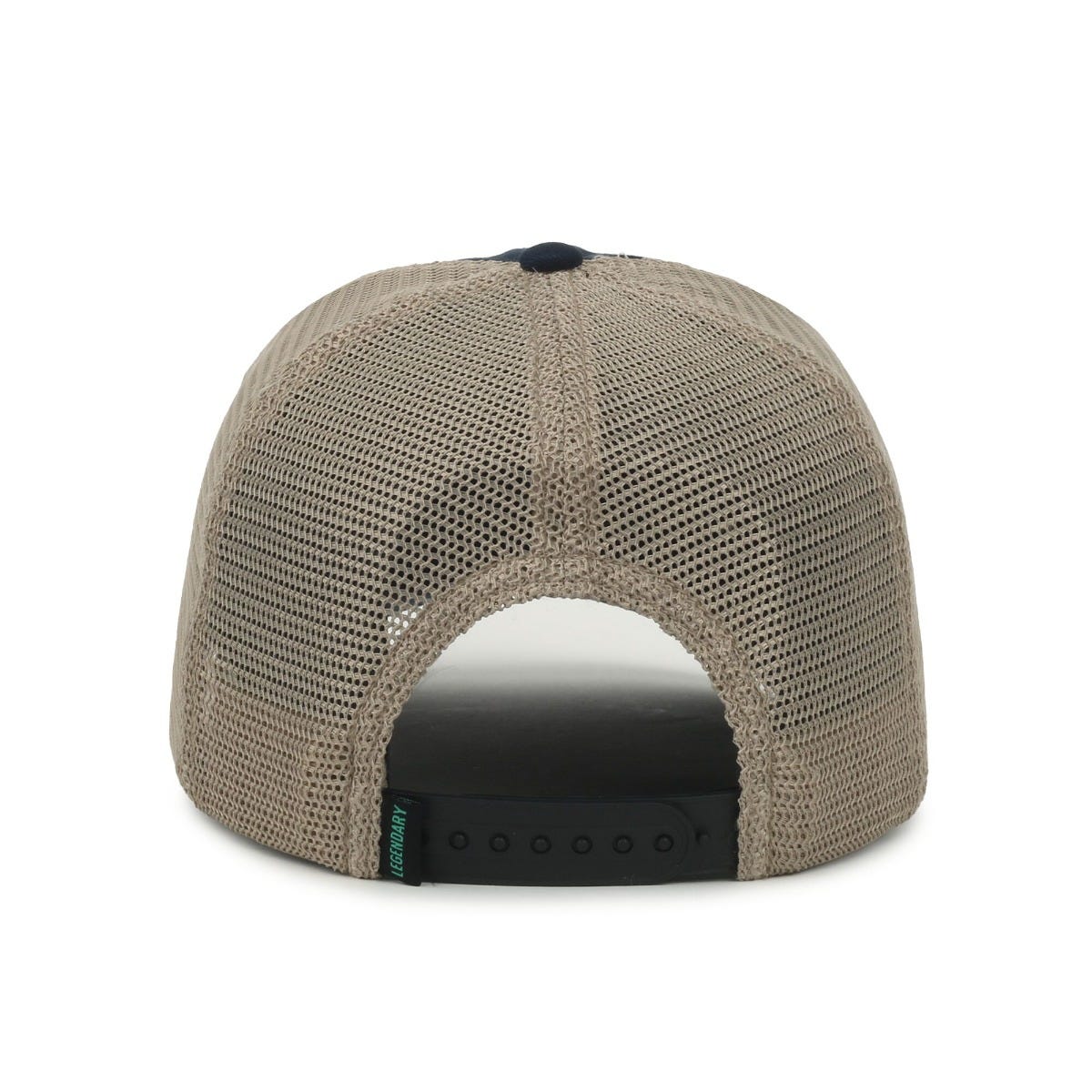 Legendary Headwear SANDBAR Washed Cotton Twill Mesh Back Trucker Cap - Navy/Tea Stain