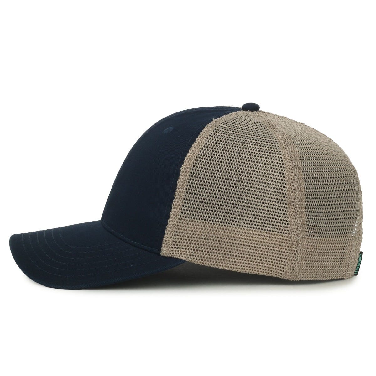 Legendary Headwear SANDBAR Washed Cotton Twill Mesh Back Trucker Cap - Navy/Tea Stain