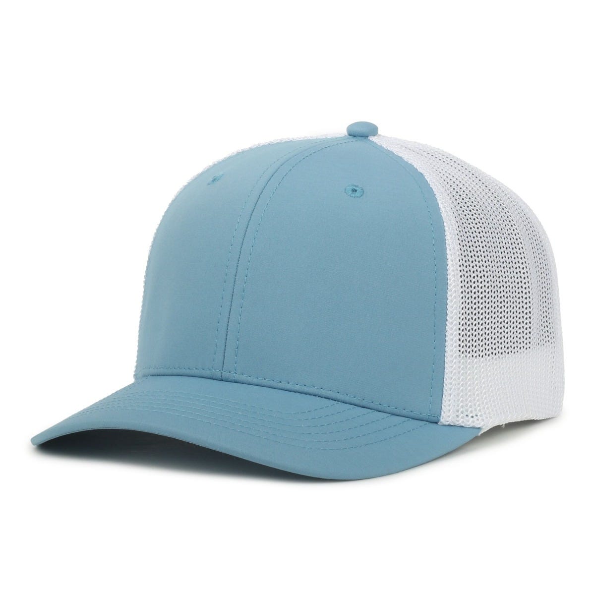 Legendary Headwear SIXER Retro Stretch Mesh Back Trucker Cap - Columbia Blue/White