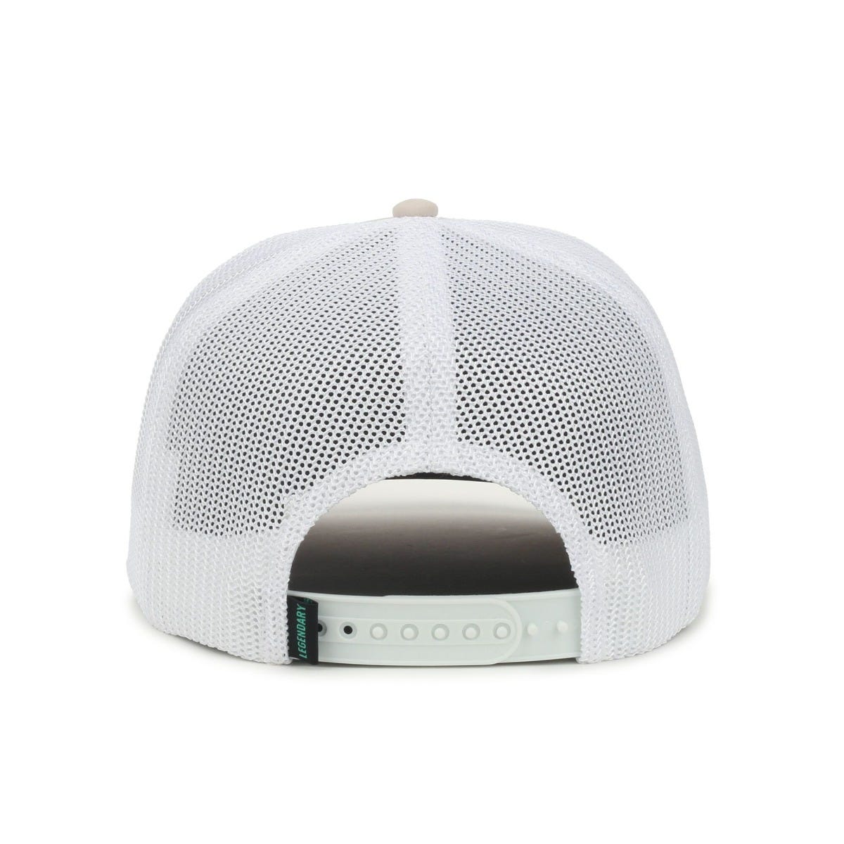 Legendary Headwear SIXER Retro Stretch Mesh Back Trucker Cap - Stone/White