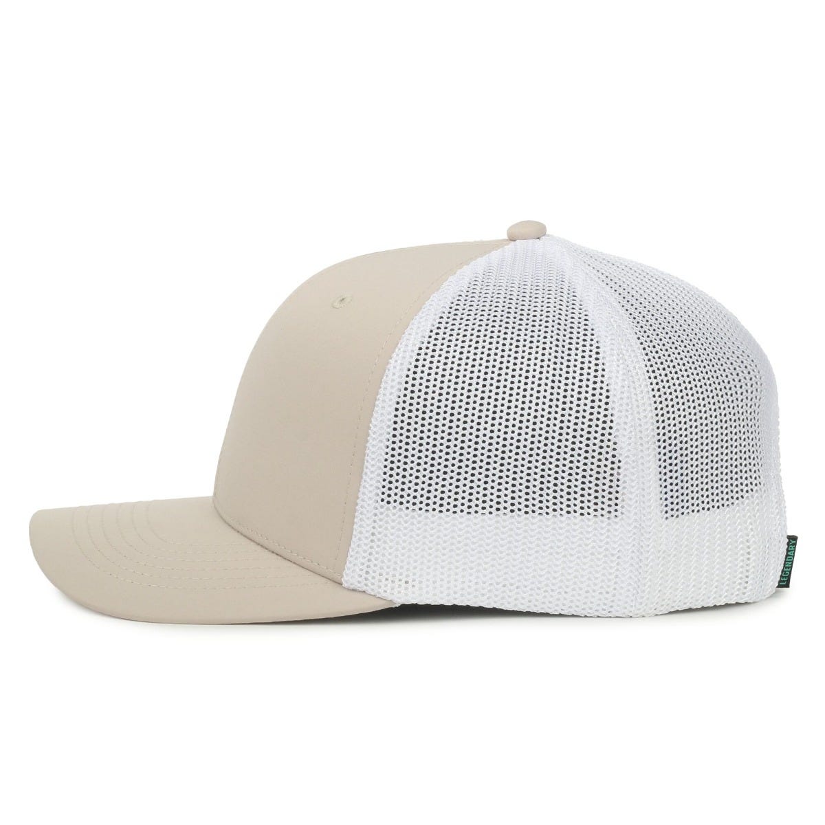 Legendary Headwear SIXER Retro Stretch Mesh Back Trucker Cap - Stone/White