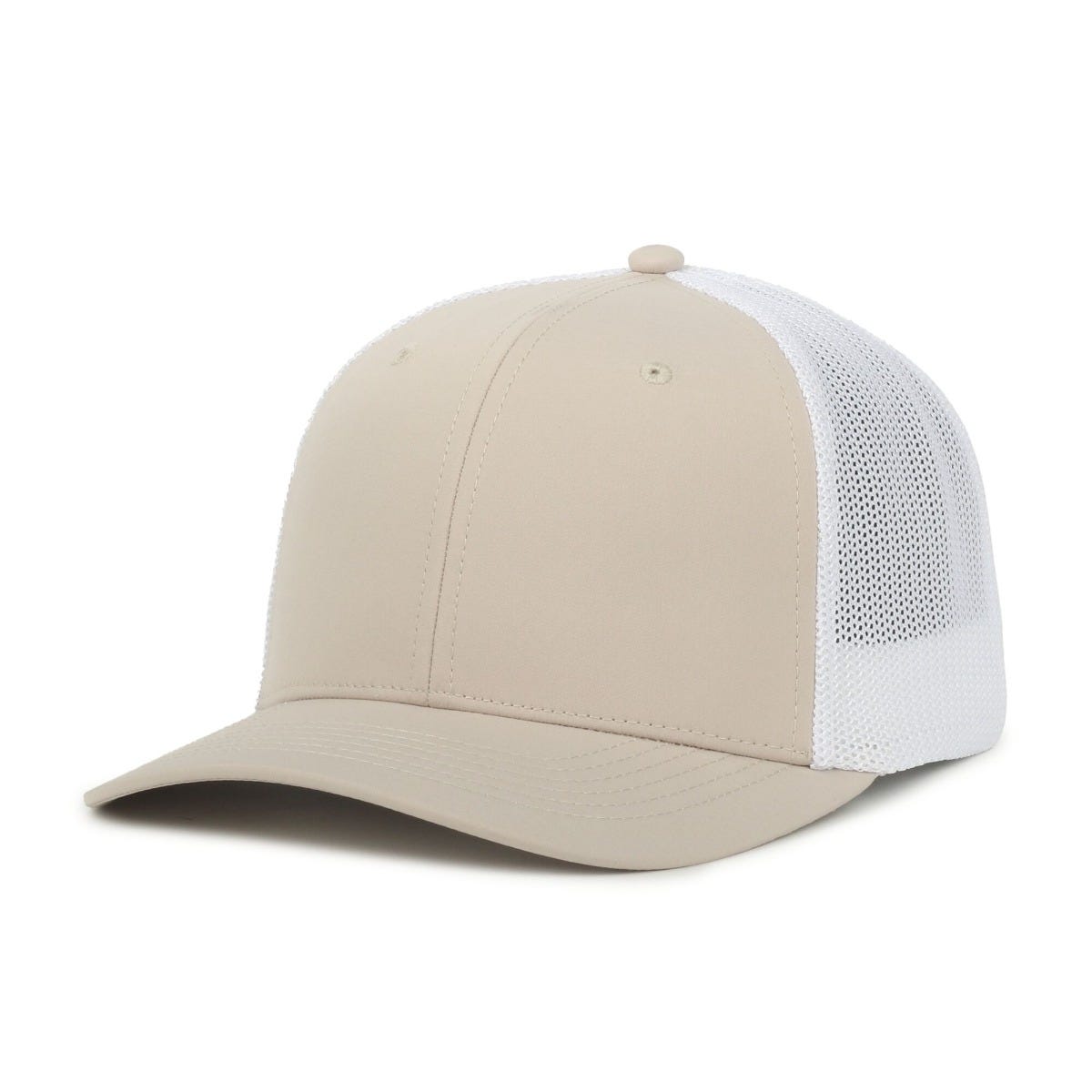 Legendary Headwear SIXER Retro Stretch Mesh Back Trucker Cap - Stone/White