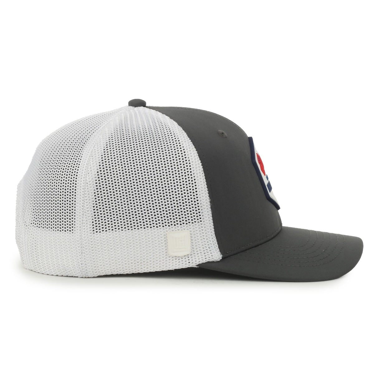 Legendary Headwear SIXER FLAGS Retro Stretch Mesh Back Trucker Cap with Patch - Americana Patch/Charcoal/White