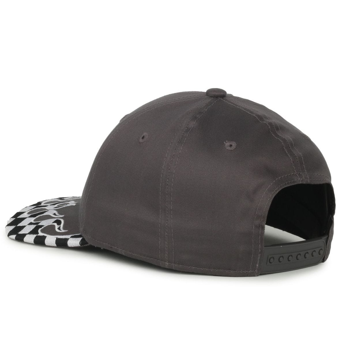 OC Sports VROOM-01 Checkered Flame Solid Back Cap - Charcoal