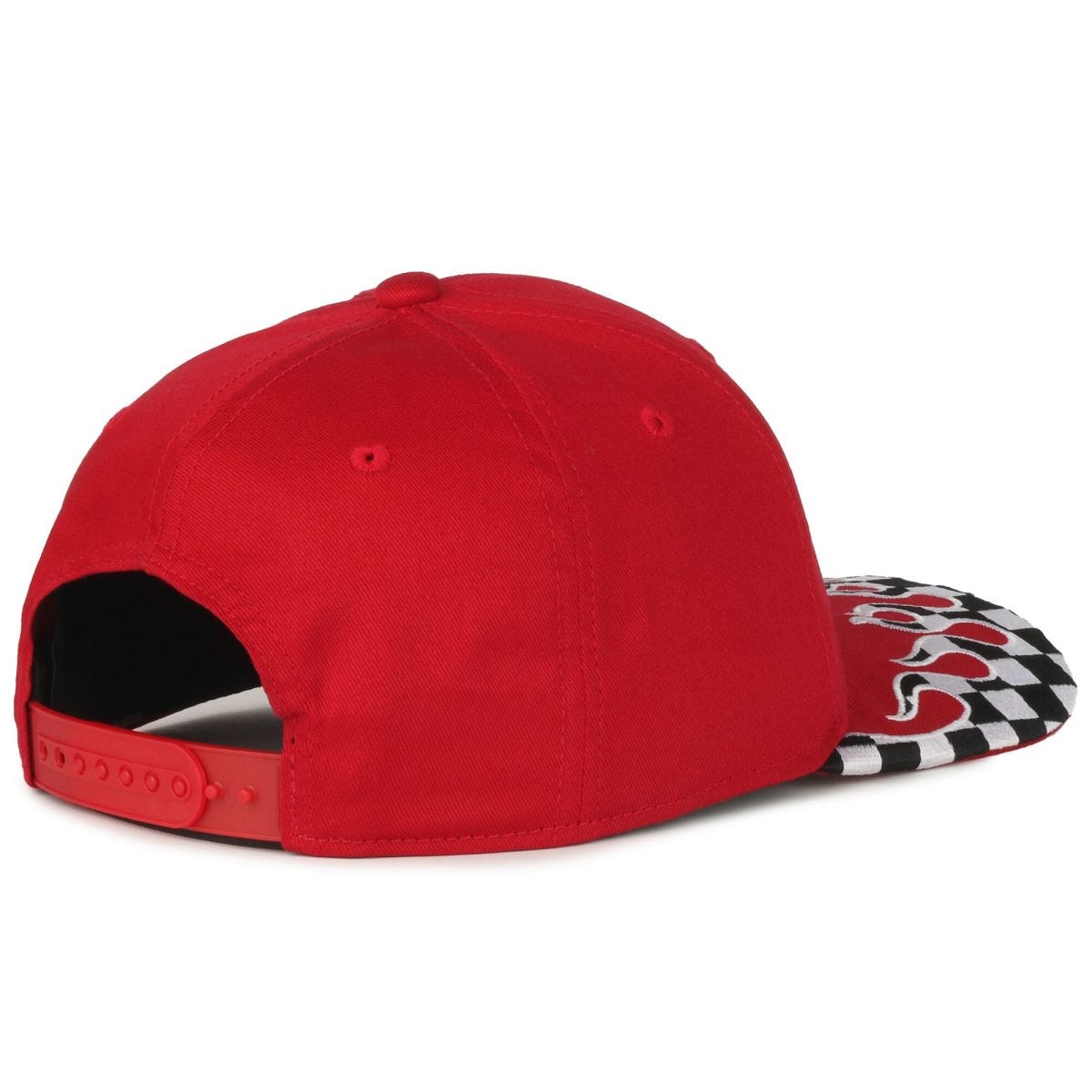 OC Sports VROOM-01 Checkered Flame Solid Back Cap - Red