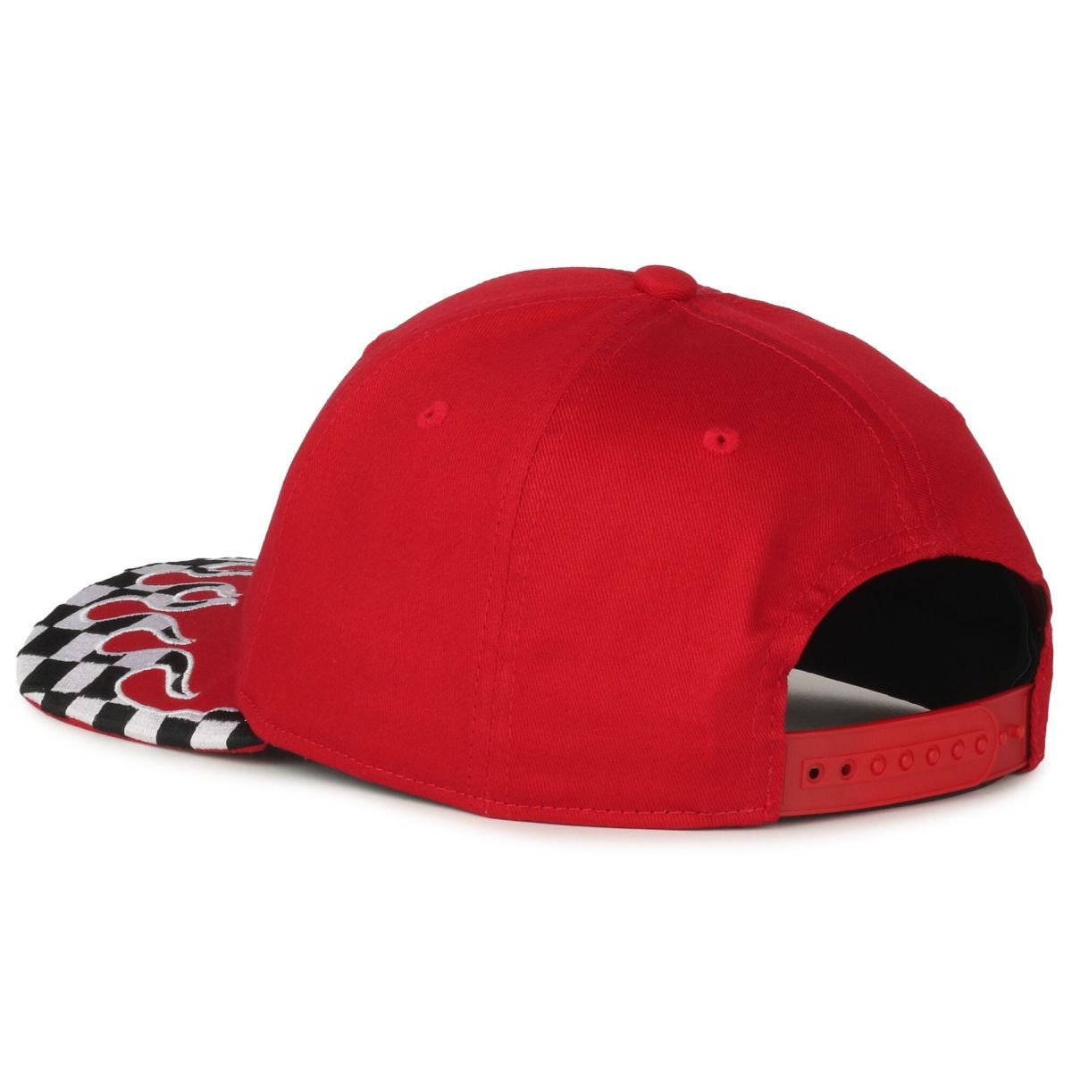 OC Sports VROOM-01 Checkered Flame Solid Back Cap - Red