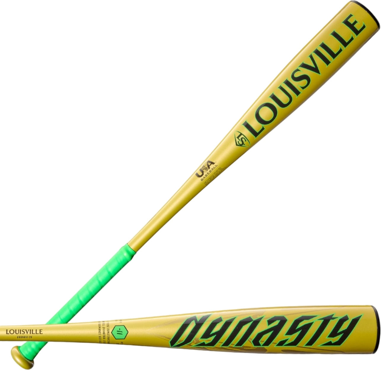 Louisville Slugger 2026 Dynasty (-11) USA Approved Bat - Green Yellow - HIT a Duble - 1