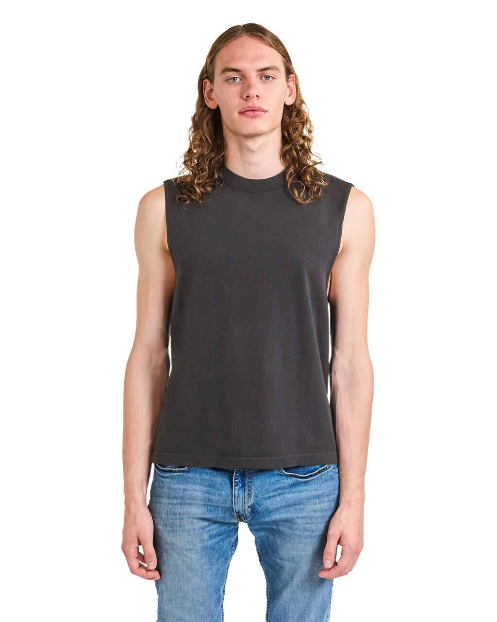American Apparel 207GD Unisex Heavyweight Cotton Garment-Dyed Mid-Length Muscle Tee