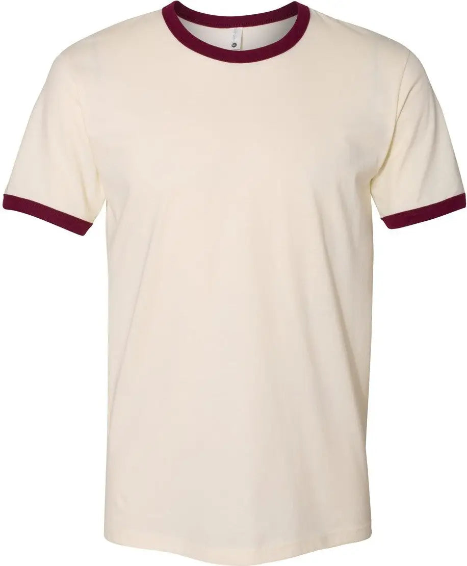 Next Level 3604 Retro Ringer Cotton T-shirt - Natural - Maroon - Natural/ / Adult Xs