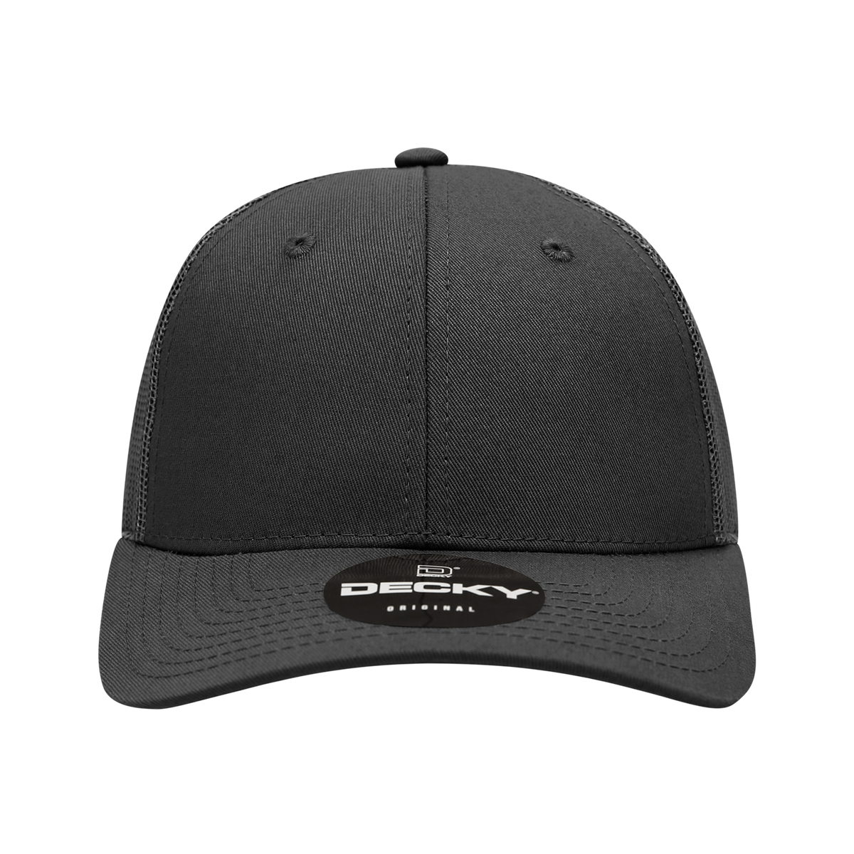 Decky 214 6 Panel Low Profile Structured Cotton Trucker - Black