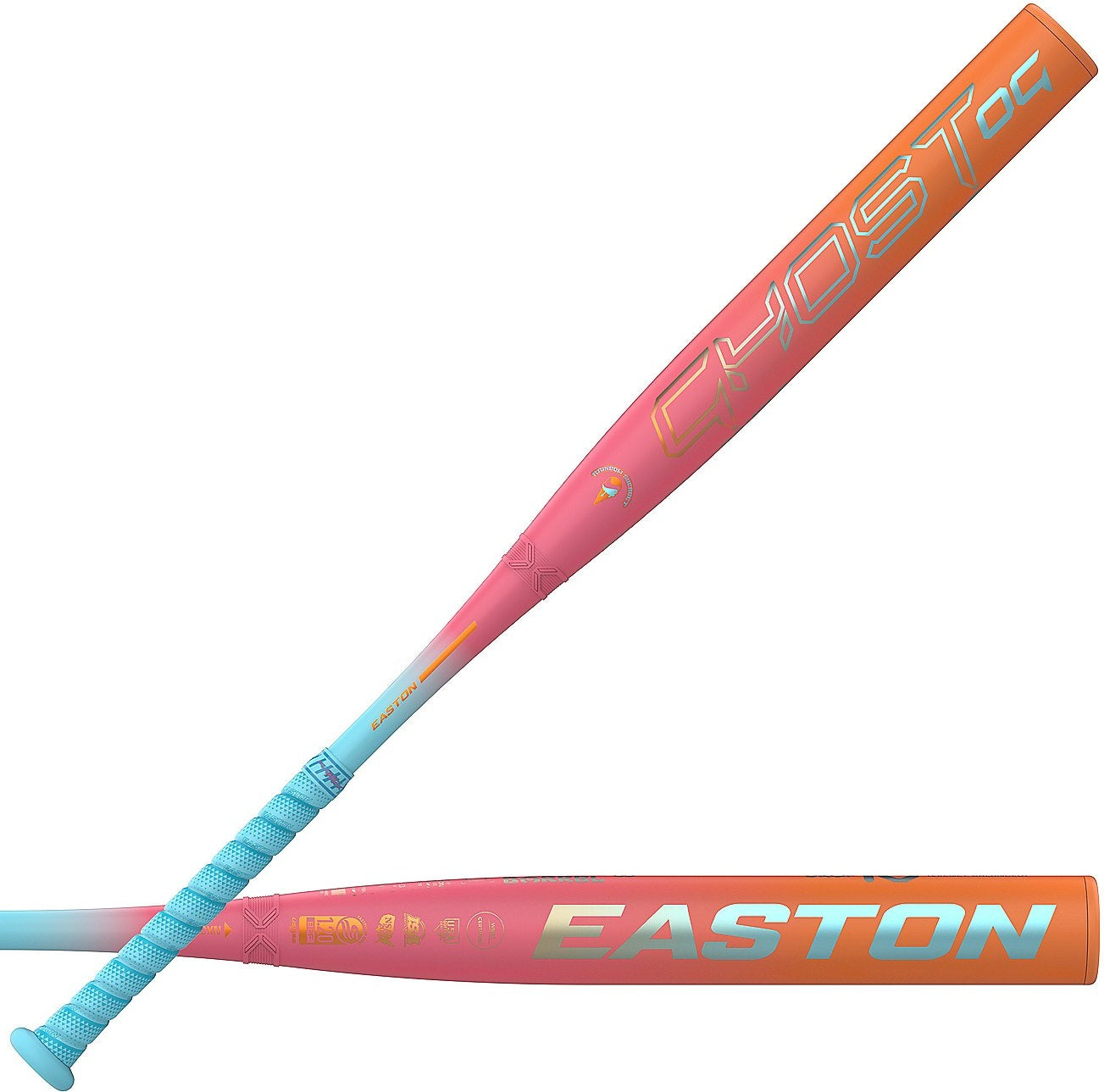 Easton 2025 Ghost OG Rainbow Sherbet (-10) Fastpitch Bat EFP5GHRS10 - Blue Pink Orange - HIT a Double - 1