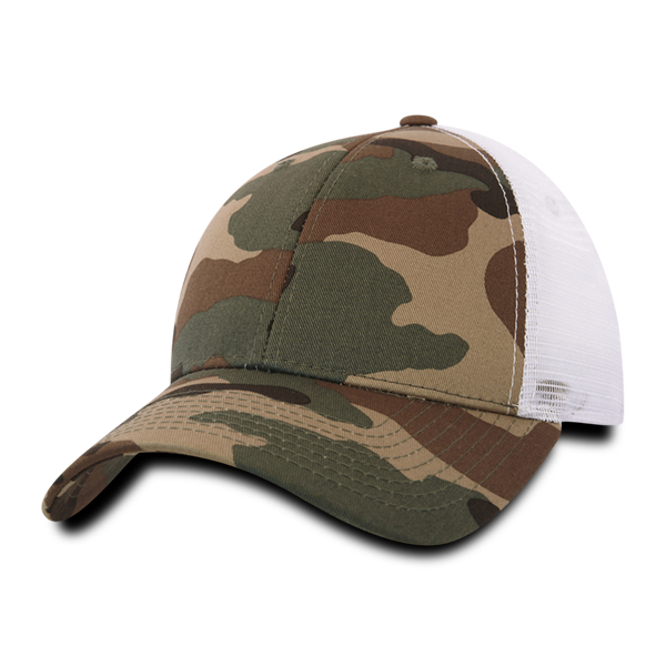 Decky 218 Structured Camo Trucker Cap - Woodland White