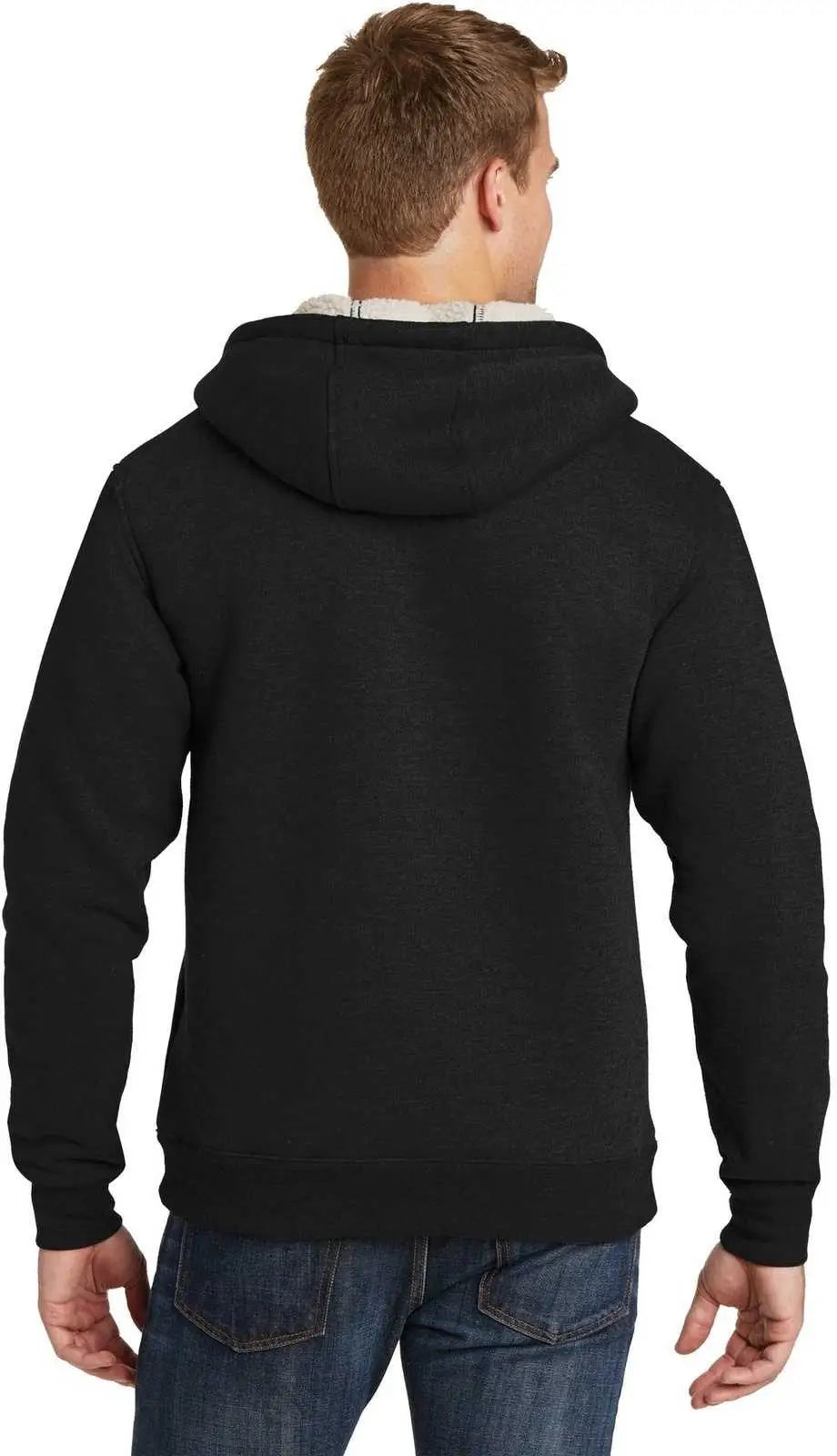 Cornerstone Cs625 Heavyweight Sherpa-lined Hooded Fleece Jacket - Black