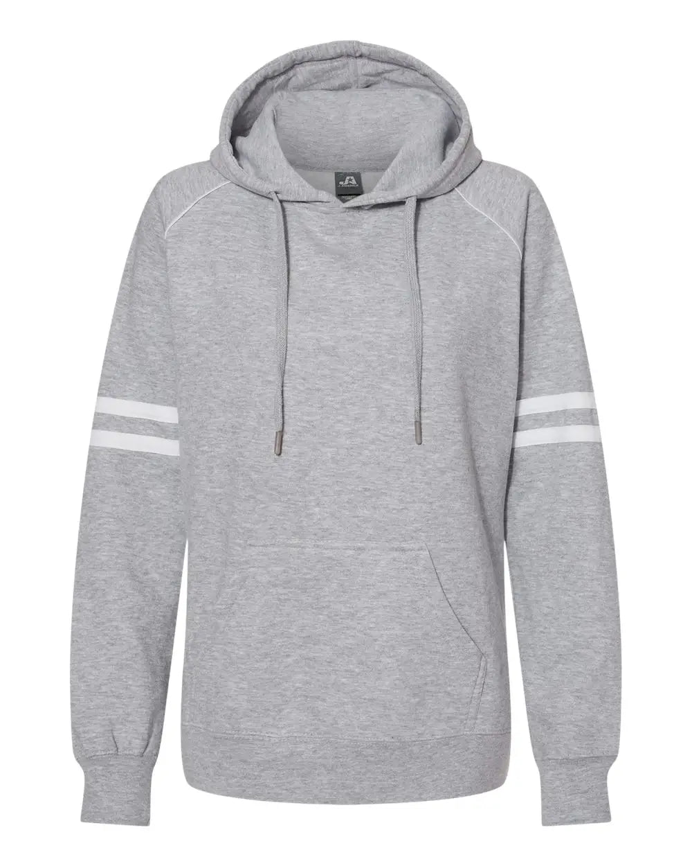 J. America 8645 Women’s Varsity Fleece Piped Hooded Sweatshirt - Oxford - Gray / s