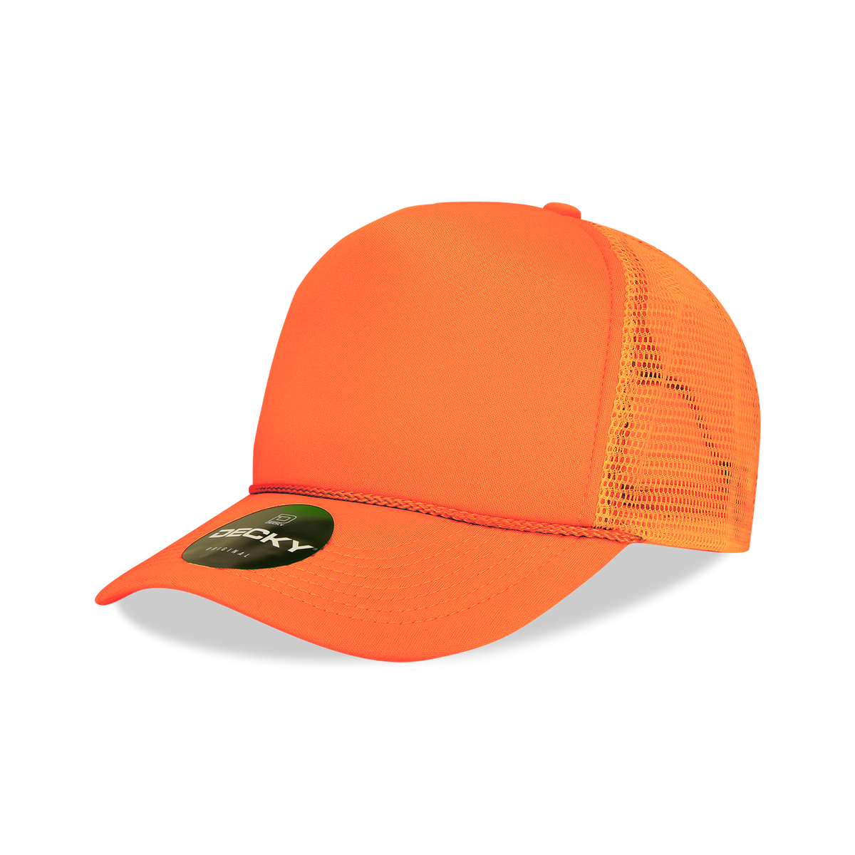 Decky 221 5 Panel Mid Profile Structured Foam Trucker - Neon Orange