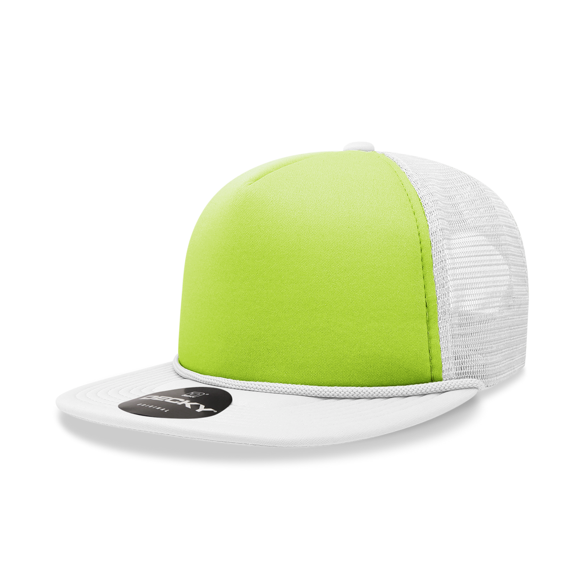 Decky 222 5 Panel High Profile Structured Two Tone Foam Trucker - White Neon Yellow