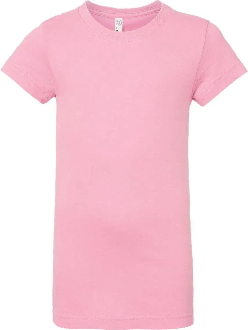 Lat 2616 Girls’ Fine Jersey Tee - Pink - Xs