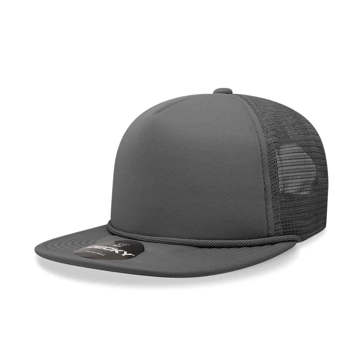 Decky 223 5 Panel High Profile Structured Foam Trucker - Charcoal